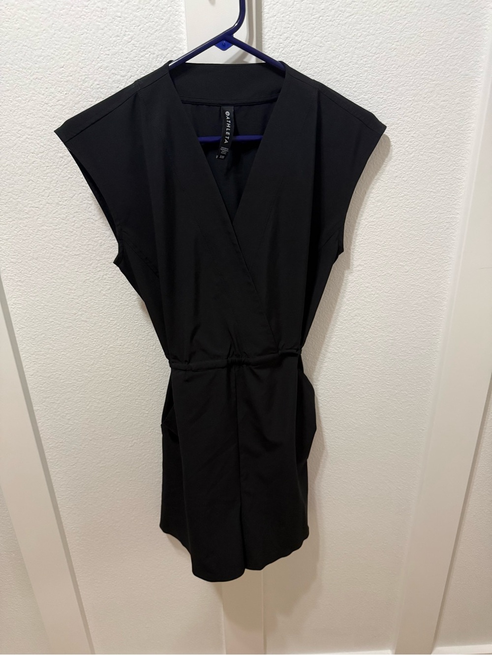 NEW Athleta Marlow Black Romper XXS Womens UPF Breathable Tie Belt Sleeveless